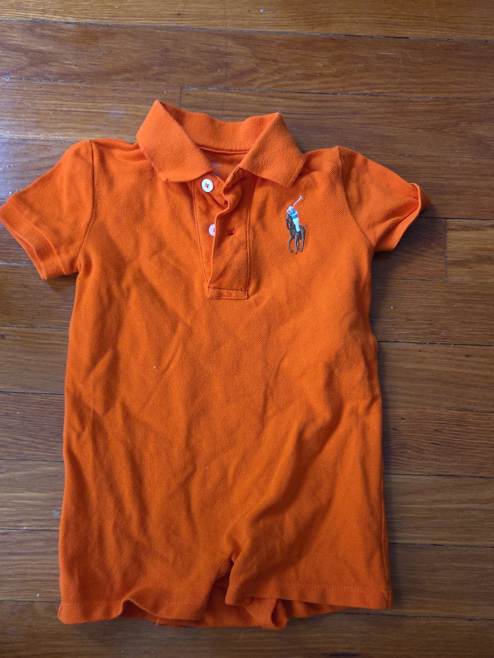 Ralph Lauren Bright Orange Polo One-Piece Romper